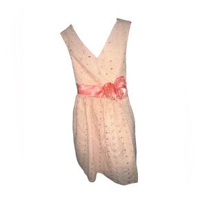 Elegant Peach Kids Dress with Floral Detail